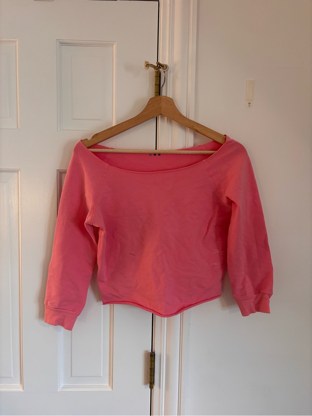 Pink Off-Shoulder Sweatshirt Top